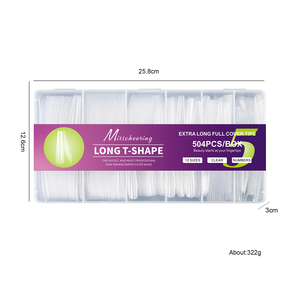 Puntas de <span class=keywords><strong>Uñas</strong></span> de Gel Suave para Extensión, Venta al por Mayor, 504 Piezas/Caja, Extra Largas, Estilo Cowboy, Forma de T, Cobertura Completa, Sin Rastro - Product Image 6