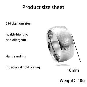 Anillo de Acero de Titanio con Diseño de Sello Chino, Joyería con Sutra del Corazón en Plata y Oro para Hombre, Regalo - Product Image 4