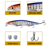 Leurre de pêche submersible Minnow 11cm 13.7g 3 hameçons pour eau douce et marine, longue portée, leurre artificiel dur de surface, appât complet