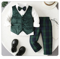 Gilet en coton Gentleman Garçons Ensemble Costumes Formels Pour Bébé Garçon Costume Enfants Vêtements De Mariage Enfants Vêtements