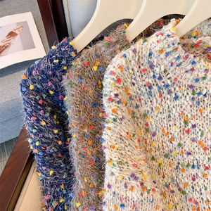 <span class=keywords><strong>Pull</strong></span>-over d'hiver personnalisé pour <span class=keywords><strong>femme</strong></span>, surdimensionné, à pois colorés, manches longues, col rond, tricot ample en coton et <span class=keywords><strong>cachemire</strong></span> - Product Image 1