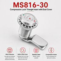 Loquet de compression antivol en acier inoxydable MS816-30 avec clé et entraînement triangulaire, étanche à la poussière |   Serrure à came étanche IP65