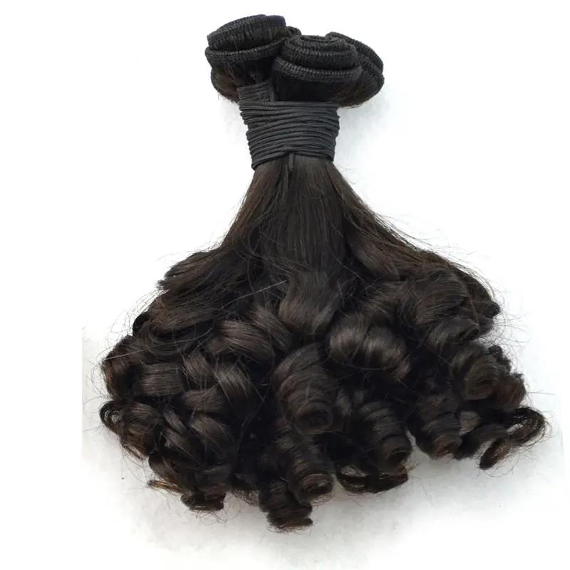 Funmi-Haar super doppelt gezeichnete Bündel spritzwellen Fumi-Haarbündel brasilianisches Haar günstig natürlich mit Verschluss 12a schwarz 1 Stück
