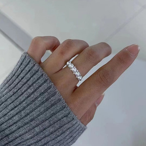 Zhuji High Quality Aurora Sparkling 4-5mm Freshwater <b>Pearl</b> <b>Ring</b> Pure Silver Adjustable Opening Freshwater <b>Pearl</b> <b>Rings</b> - Product Image 2