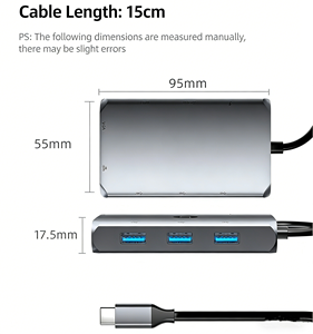 Station d'accueil USB-C 9 en 1 en aluminium, <span class=keywords><strong>HDMI</strong></span> 2.1, VGA, double moniteur, MST, 100W PD, Gigabit Ethernet <span class=keywords><strong>RJ45</strong></span>, <span class=keywords><strong>adaptateur</strong></span> multiport Type C - Product Image 5