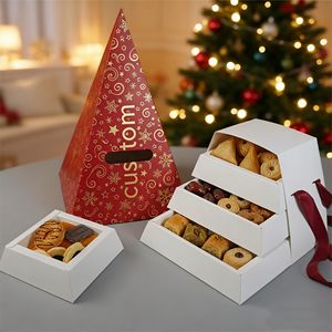 Boîte Alimentaire <span class=keywords><strong>Pyramide</strong></span> en Carton Colorée Luxe Personnalisée pour Cadeaux, Snacks, Macarons, Gâteaux, Traiteur à Emporter, Emballage Restauration - Product Image 1