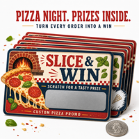 Cartes à gratter promotionnelles couleur personnalisées, coupons de pizza et inserts de boîte pour récompenses à emporter – Vente directe usine
