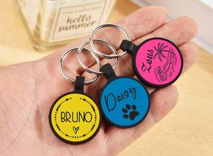 세련된 사용자 정의 QR 코드 라운드 실리콘 애완 동물 태그 내구성 조각 인쇄 이름 ID 목걸이 동물 패턴 레이스 장식 - Product Image 6