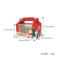 Scatola Regalo di Natale Rossa in Carta con Finestra e Manico, Stampa Babbo Natale, Confezione Rigida per Caramelle e Piccoli Regali