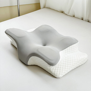 Oreiller en mousse à mémoire de forme en forme de papillon, soutien cervical, pour dormir sur le côté, fermeté moyenne, gris - Product Image 3
