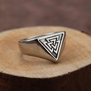 Retro Stainless Steel Men's <b>Ring</b> With Viking Triangle Symbol Geometric Design Gift Jewelry - Product Image 1