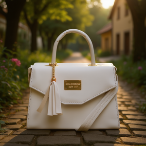 Borsa a Tracolla Fana Spectacular Bianca in Pelle PU con Manico Singolo e Nappine, Stile Bohémien per Donna - Product Image 2