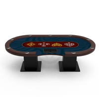 Table de poker Texas Hold'em YH noire à base ovale carrée - Table de poker professionnelle de casino avec porte-gobelets 10 places