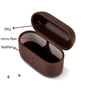 Funda de Piel Sintética PU de Doble Material para <span class=keywords><strong>AirPods</strong></span> 1 2 3 4 con Carcasa Rígida de TPU y Gancho Metálico, Fundas para Auriculares con Carga Inalámbrica para Pro2 Pro 3 - Product Image 3