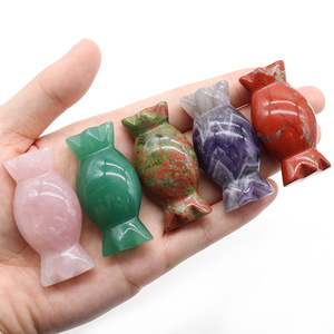 Piedra de cristal Natural Vintage de 48mm con forma de <span class=keywords><strong>caramelo</strong></span> para decoraciones del hogar, adornos creativos, artesanías de cristal para vacaciones, piedra curativa - Product Image 3