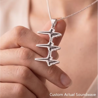 Collier en acier inoxydable personnalisé Inspire avec vague sonore réelle en argent