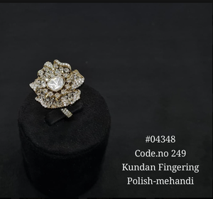 Composants de fabrication de bijoux Kundan style Fingering avec zircone cubique et plaqué Mehandi - Product Image 4