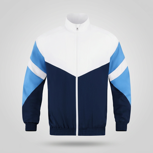 Wholesale Custom High Quality Eco-Friendly Coated <b>Patchwork</b> Stand Collar Autumn Zipper Nonwoven Varsity <b>Jacket</b> Men Loose Dropped - Product Image 2