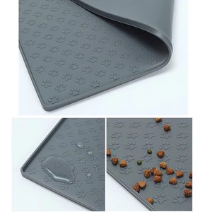 Tapis d'alimentation pour chien en silicone avec bord surélevé, antidérapant, anti-déversement, sans BPA, couleur et motif personnalisés, logo OEM - Product Image 5