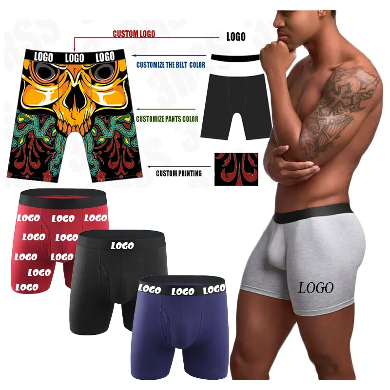Sous-vêtements logo personnalisé pour hommes, boxer en coton personnalisé, slip pour hommes