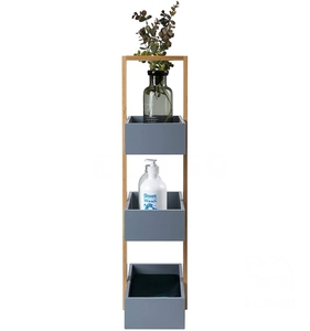 Caddy de almacenamiento de 3 niveles para elementos esenciales de baño, carrito de baño de Bambú - Product Image 1