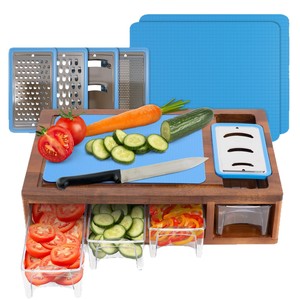 <b>Wooden</b> Cutting Board Square 43x29x12cm Multifunction Kitchen Chopping <b>Block</b> With Storage Drawers - Product Image 5