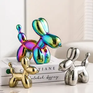 Ceramic Crafts Figurines Home Decor Electroplated Balloon Dog Desktop Decoration Ornaments