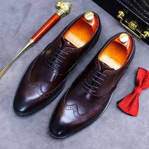 Chaussures habillées de luxe pour hommes, style anglais, en cuir véritable, à bout pointu, confortables, à lacets, légères, respirantes, intemporelles, vente en gros - Product Image 5