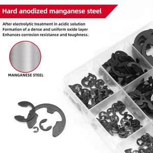 Juego de Anillos de Retención Externos E-Clip, 455 Piezas, Métricos, 14 Tamaños, Acero para Muelles, Uso en la Industria de la Construcción - Product Image 1