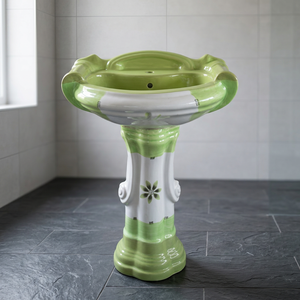 Big Size Square Ceramic Bathroom Sink One Piece Art Pedestal Wash Basin With <b>Smart</b> <b>Mirror</b> And Cabinet pedestal wash basin - Product Image 1