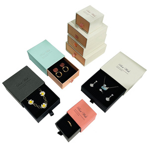 Wholesale Custom Logo Cardboard Drawer Jewelry Packaging <b>Box</b> Paper <b>Gift</b> <b>Box</b> for Ring Necklace <b>Earrings</b> Bracelet - Product Image 3