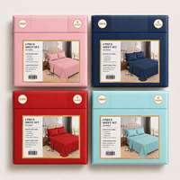 Ensemble de literie 4 pièces léger et doux, couleur unie, avec taies d'oreiller pour la maison et l'hôtel
