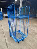 Chariot de manutention pliable robuste à 4 roues en acier pour entrepôt et logistique
