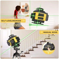 Niveau laser rotatif automatique à 360 degrés, 4D numérique, 16 lignes vertes, 5 lignes, auto-nivelant avec trépied, bâton, bricolage