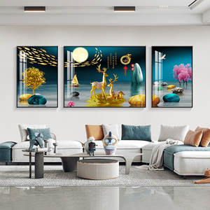 Ensemble de 3 pièces de luxe moderne nordique, art mural abstrait sur mesure, porcelaine cristalline, pour salon, <span class=keywords><strong>chambre</strong></span> à coucher, art déco - Product Image 3