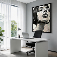 Peinture à l'huile abstraite noire et blanche originale, faite à la main sur toile, portrait sur mesure, décoration de salon