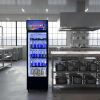 Refrigerador Vertical Comercial con Puerta de Vidrio para Bebidas, Termostato Mecánico, Iluminación LED, Enfriamiento por Aire de Bajo Ruido para Bares y Supermercados