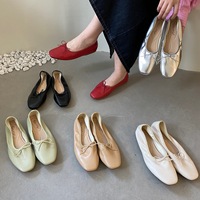 XINZI RAIN Chaussures de Ballet Personnalisées à Faible MOQ pour Dames, Élégantes Ballerines Pliables en Cuir PU Souple pour Femmes