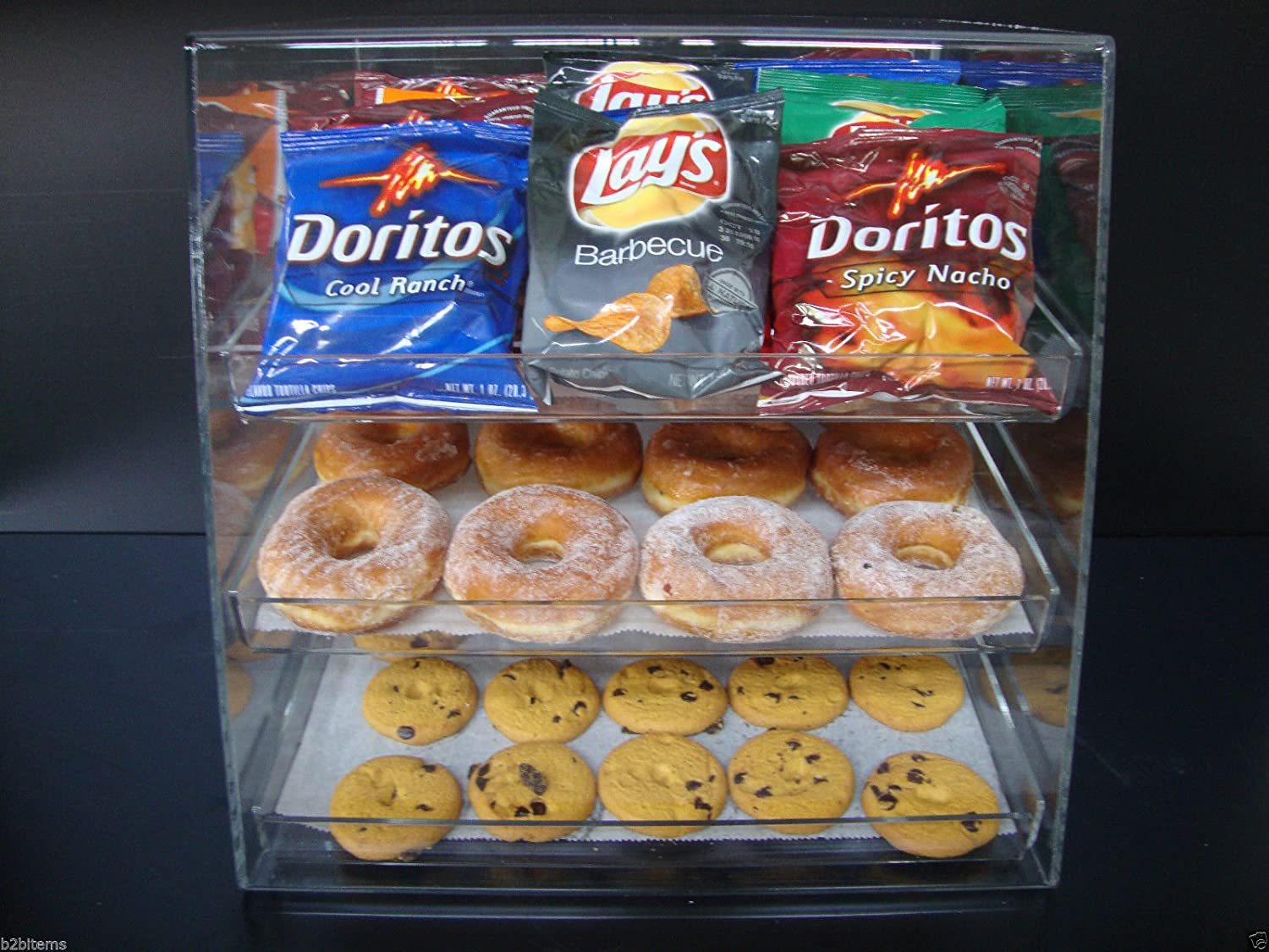 Vetrina Per Pasticceria In Acrilico Trasparente | 4 Scomparti Ermetici, 40x30x25 Cm | Per Panini, Biscotti, Bagel, Display Alimenti
