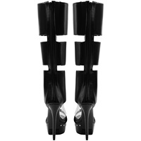 Bottes longues d'été pour femme, à bout ouvert, découpées, avec fermeture éclair arrière, talons hauts, rivets et plateforme, grande taille 47