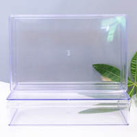 Boîte rectangulaire transparente en PS recyclable de grande taille avec couvercle, empilable, pour l'emballage et la présentation de fleurs, aliments et cadeaux