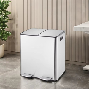 Cubos de <span class=keywords><strong>basura</strong></span> de <span class=keywords><strong>reciclaje</strong></span> de acero inoxidable, pedales de pie, cubos de almacenamiento de doble compartimento para cocina, oficina, Hotel, Hospital, uso de <span class=keywords><strong>reciclaje</strong></span> - Product Image 2