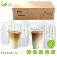 Gobelets jetables en plastique transparent de luxe personnalisés de 16, 20, 24 oz pour matcha, avec couvercles et pailles, pour limonade
