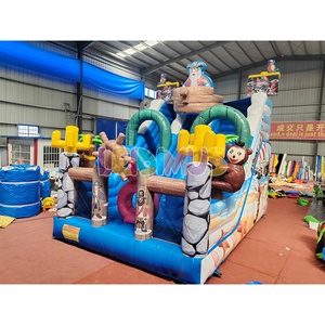 Hot bán đôi <span class=keywords><strong>Inflatable</strong></span> trượt nước màu xanh tàu cướp biển chủ đề phiêu lưu đảo làm bằng bền Bạt PVC cho Đảng bán - Product Image 4