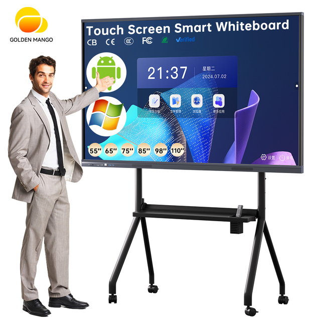 Double System Interactive Flat Panel 55 65 75 85 86 98 100 110 Inch Digital Whiteboard Touch Screen Smart Boards for Conference