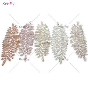 WDP-098 keering 3D ใหม่ใบไม้สีชมพูประกายเพชรพลอยเทียมดอกไม้แพทช์สำหรับงานแต่งงานชุดเพื่อนเจ้าสาว - Product Image 2