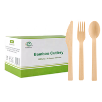 Biodégradable jetable écologique 140mm-170mm bambou fourchette cuillère couteau Camping couverts ensemble