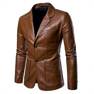 Chaqueta de Motociclista BS International de Cuero de Oveja Genuino y Lona, Impermeable, Resistente al Viento, con Cuello Mao y Cierre de Cremallera Frontal - Product Image 1