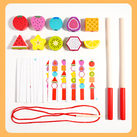 Rompecabezas de Hilo con Número de Fruta Personalizado, Juegos de Cuerda, Bloques Creativos, Cuentas, Tarjetas a Juego, Juguetes Educativos para Niños y Niñas