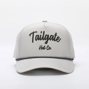 Custom 5 Panel <b>Grey</b> Rope Hat,High Quality Embroidery Logo Curved Brim Quick Dry Nylon Snap Back <b>Baseball</b> <b>Cap</b> - Product Image 1